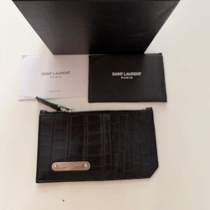 Saint Laurent card holder with zipper 100% Authentic Color Black , Unisex